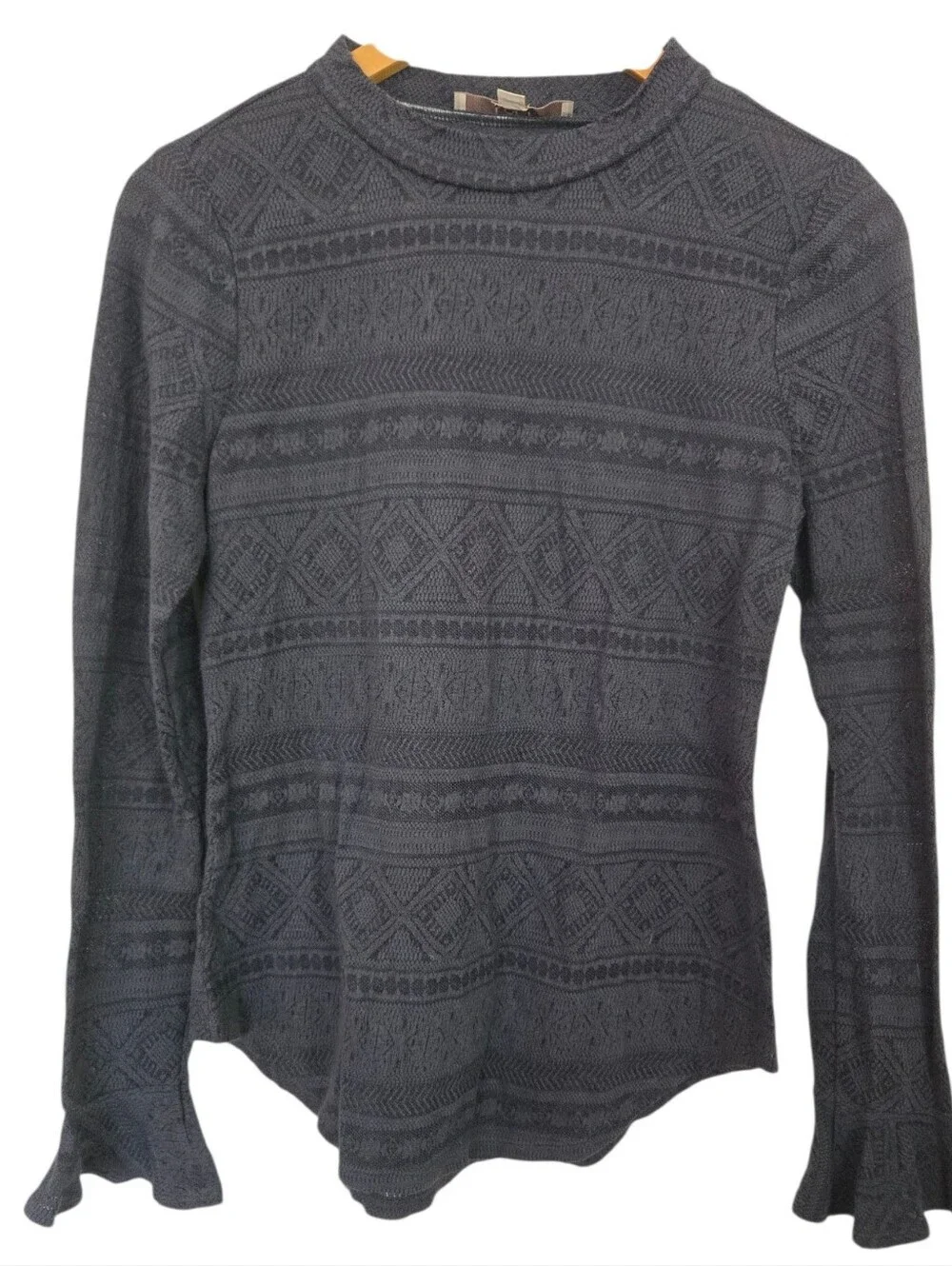 ✨ LOFT Textured Knit Bell Sleeve Sweater Top ✨🖤 Chic minimalist meets cozy boh